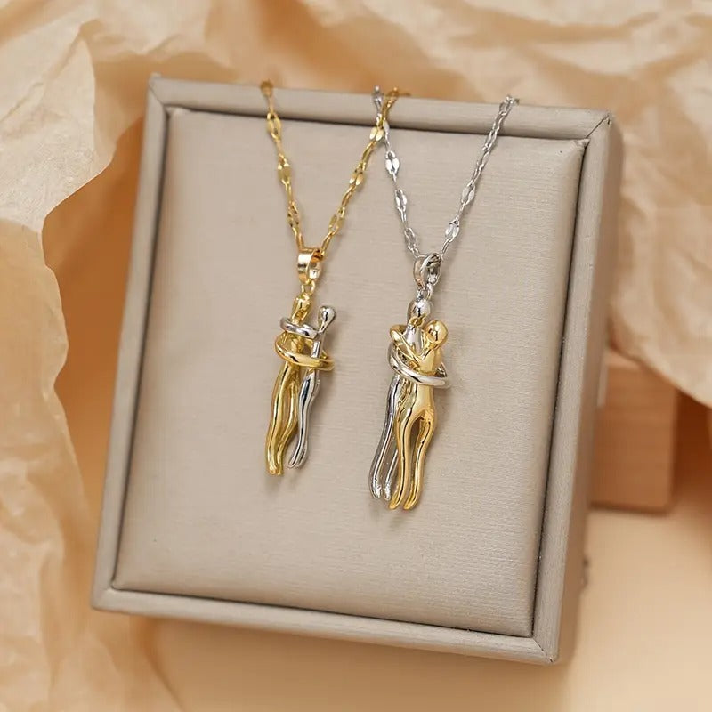 Collar abrazo pareja  Acero inoxidable Titanio ® + Caja Y Envio Gratis