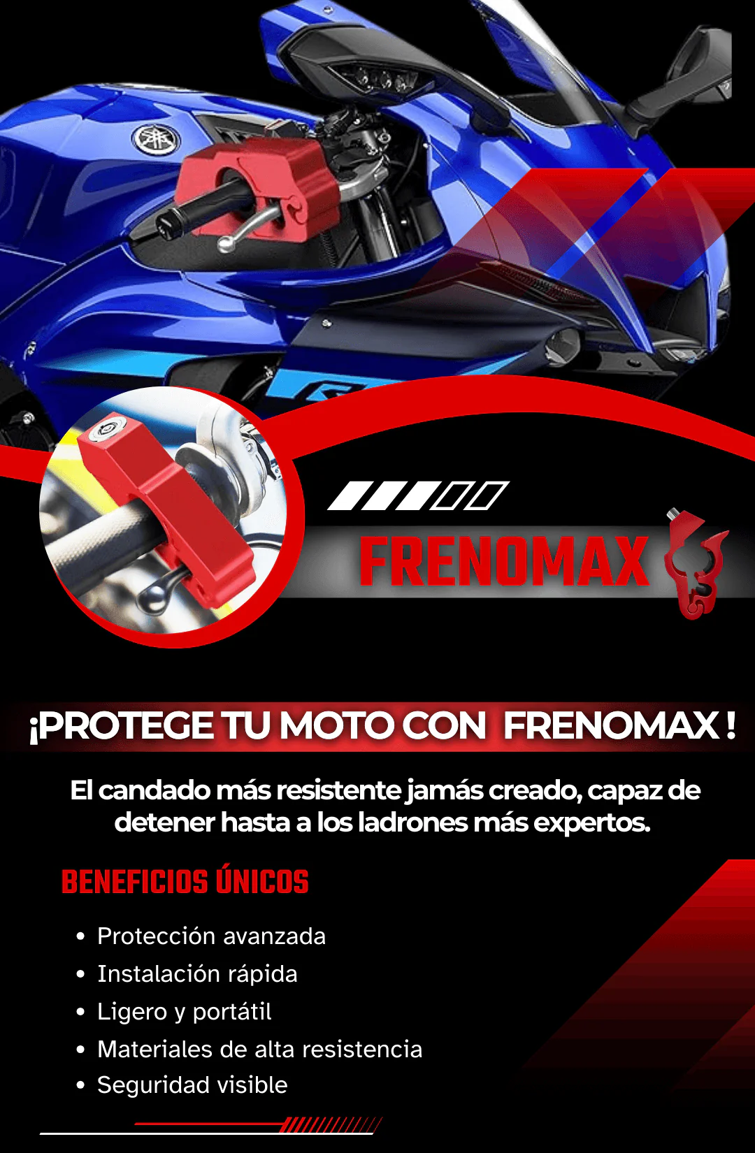 Candado Para Moto de Maniubro FRENOMAX ® + Envio Gratis