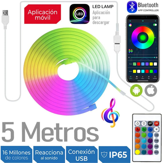 Rollo Cinta Luz Led Tipo Neon RGB Manguera Flexible + Envio Gratis