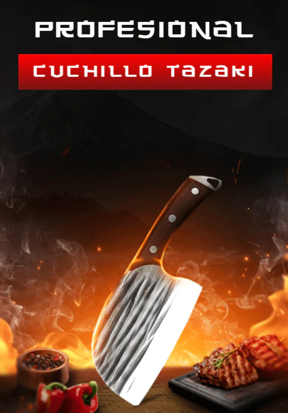 Cuchillo Profesional Japones Tazaki ® de Acero Inoxidable - El Más Filoso del Mundo